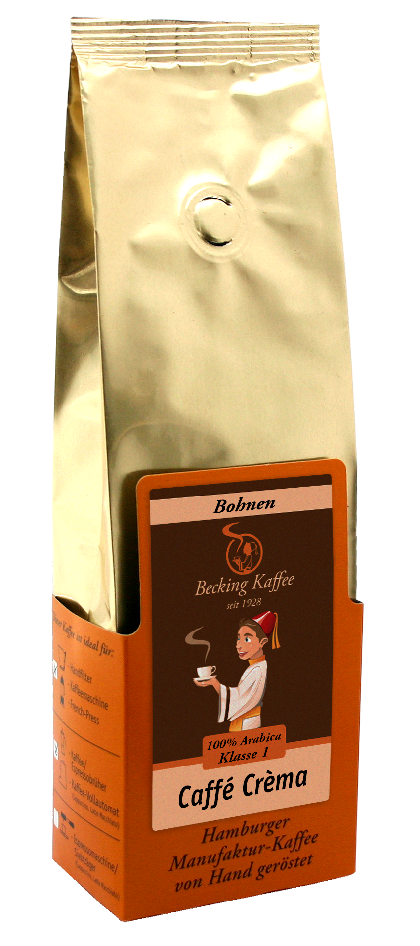 Becking Kaffee - Tüte Caffé Crèma (Bohnen & Gemahlen, 250g & 1kg)