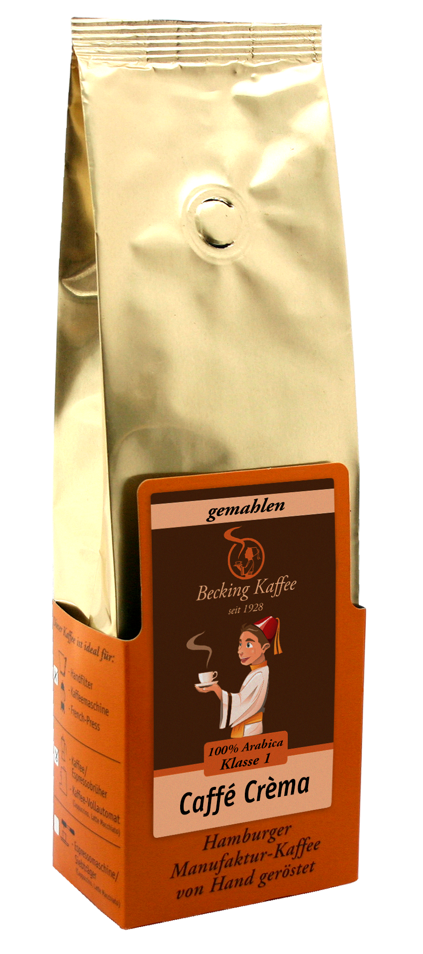 Becking Kaffee - Tüte Caffé Crèma (Bohnen & Gemahlen, 250g & 1kg)